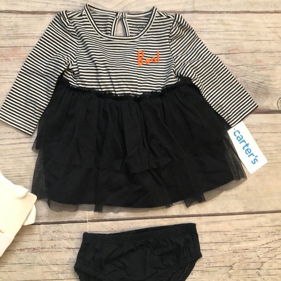 Carter's Baby "Boo" Halloween Ruffle Dress w Pumpkin Tights, Size 3 Months NWTs - Picture 7 of 7